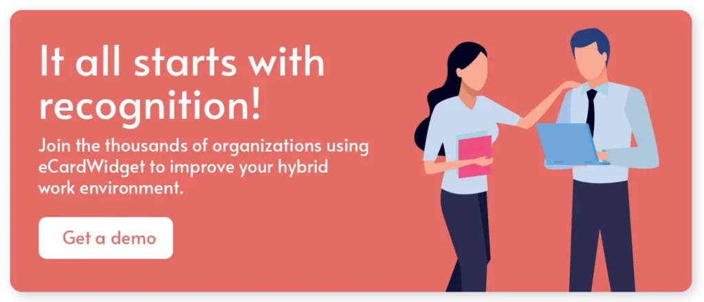 Get a demo of the top hybrid work software solution, eCardWidget.