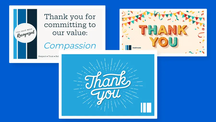 Modivcare's Employee Appreciation Day eCards that emphasize company values and celebrate special occasions