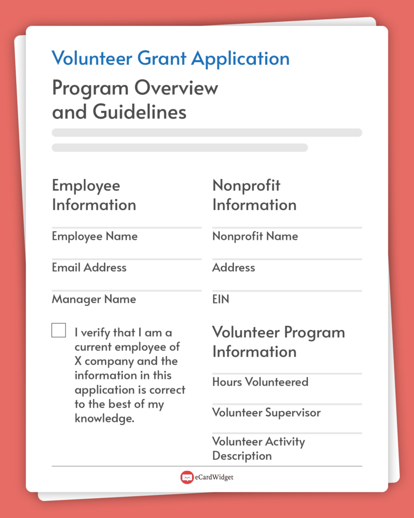 An example of a volunteer grant application template, written out below.