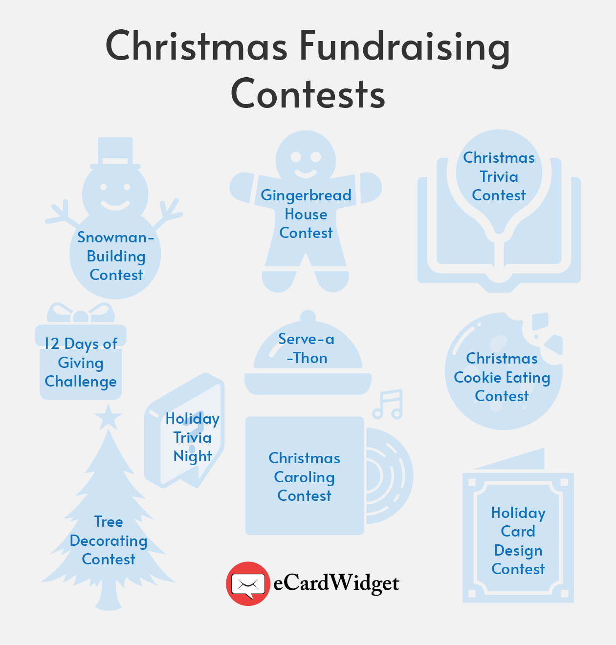 This image includes different Christmas fundraising contests that are explained in the text below.
